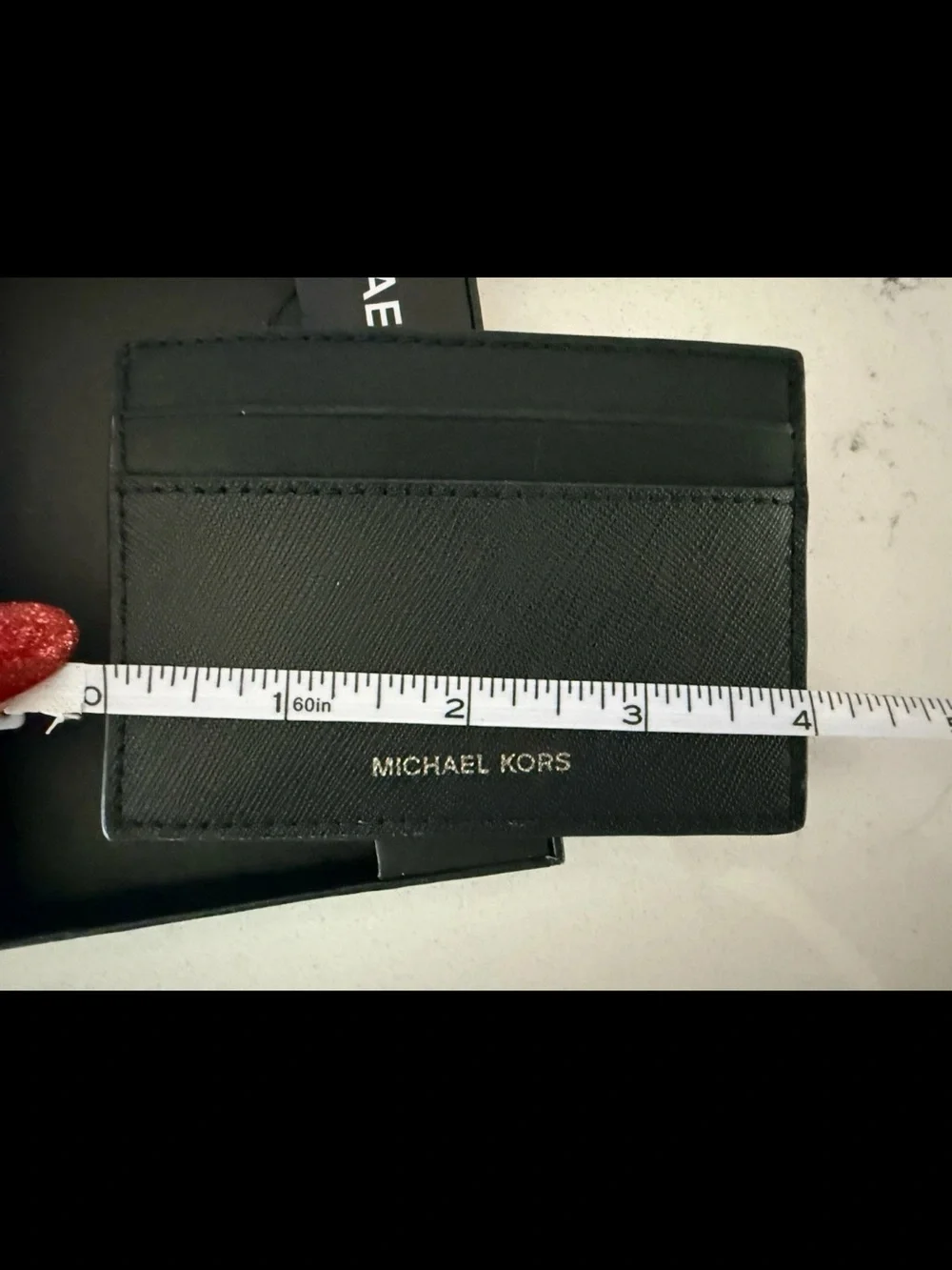 NIB Michael Kors Black Saffiano Leather Credit Card Holder Small Slim Card Case